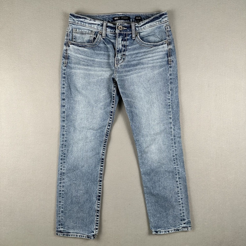 BKE Jake Straight Jeans Men's 32x30 Blue Light Wash Denim Stretch Mid Rise